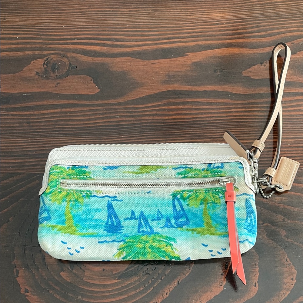 Coach Multicolor Nautical Print wristlet